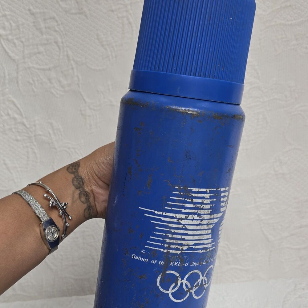 Rare California LA 80s Olympic Games Stainless Steel Thermos Water Bottle Handle